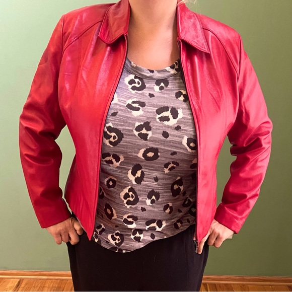 Studio works red genuine leather jacket - Picture 1 of 3